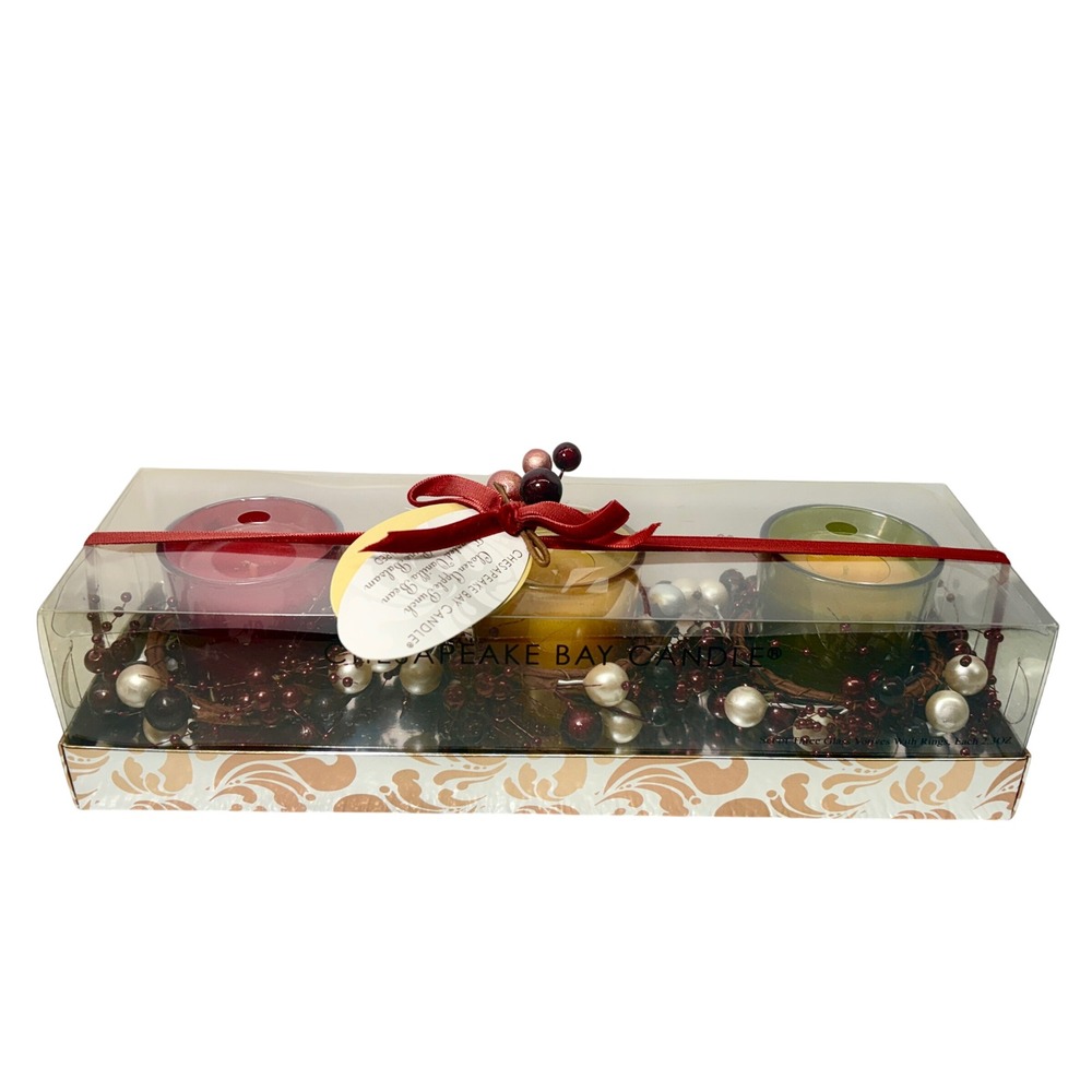 Chesapeake Bay Candle Gift Set of 3 Votive Candles 3 Rings 3 Scents‎ NEW